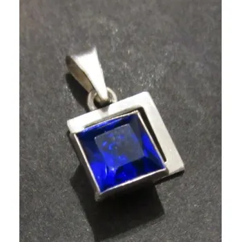 Přívěsek Modrý čtverec ve větším čtverci - stříbrný přívěsek