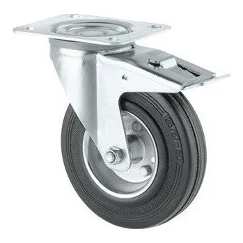 Pojezdové kolečko Kolečko průmyslové gumové otočné 200mm plotýnka, brzda