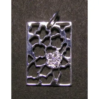 Přívěsek Zdobený květinový obdélník - stříbrný přívěsek