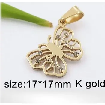 Přívěsek Motýl ve zlaté barvě z oceli zdobený - přívěsek