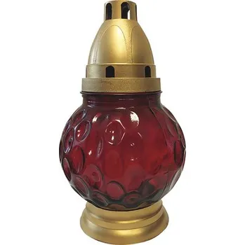 Smuteční dekorace Hřbitovní lampa KOULE PUNTÍKY skleněná 50 g červená