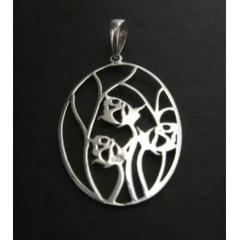 Přívěsek Květy růže v oválu - přívěsek ze stříbra