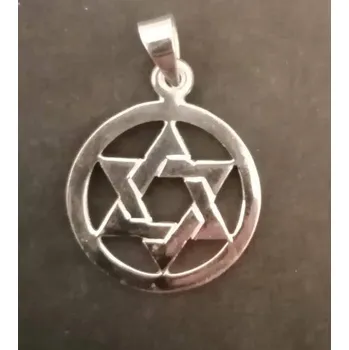 Přívěsek Hexagram v kruhu - stříbrný přívěsek