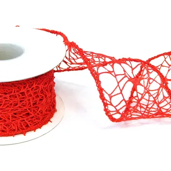 Stuha Stuha dekorační, spider, barva tmavě červená, 5cm, návin 9,1m/bal.