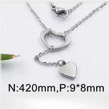 Řetízek Ocelový přívěsek srdce na řetízku - Hmotnost: 4.6 g, N:420mm, P:9*8mm