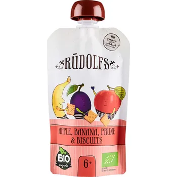 Rudolfs Ovocná kapsička se sušenkami BIO 110 g jablko/banán/švestka