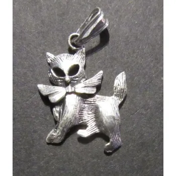 Přívěsek Kočka s mašlí - přívěsek ze stříbra