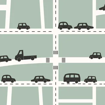 Tapeta Zelená vliesová tapeta pro kluky Auta, silnice 139283, Forest Friends, Esta