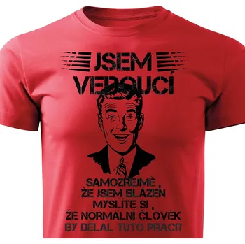 Pánské tričko Pánské tričko Jsem vedoucí Barva: Červená, Velikost: XXL