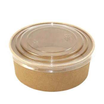 Jednorázové nádobí EcoPack Papírová miska EKO na salát 150x128x50 mm kraft s transp. PET víčkem krt/300 ks