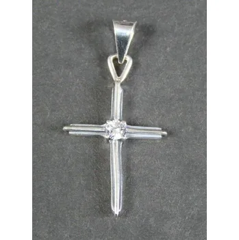Přívěsek Křížek s trojúhelníkovým poutkem - stříbrný přívěsek