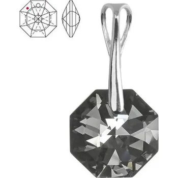 Souprava šperků Přívěsek - Swarovski Octagon Lily 14mm Silver Night