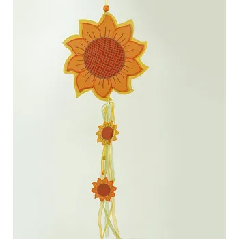 Dřevěná dekorace, SLUNEČNICE, závěsná, 47x17 cm/ 1ks