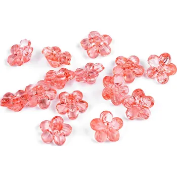Plastové knoflíky / korálky květ Ø12 mm, barva 2 růžová ostrá světlá