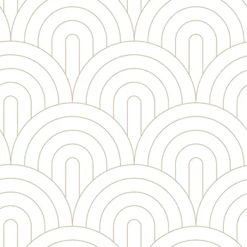 Tapeta Bílá vliesová tapeta, geometrický zlatý obloukový vzor 139215, Art Deco, Esta
