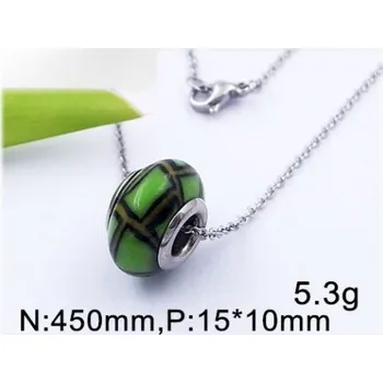 Přívěsek Zelený korálek - ocelový přívěsek s řetízkem 45cm