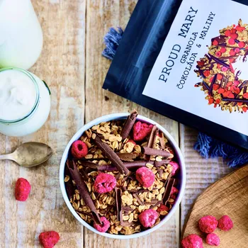 Granola čokoláda a maliny, 90 g