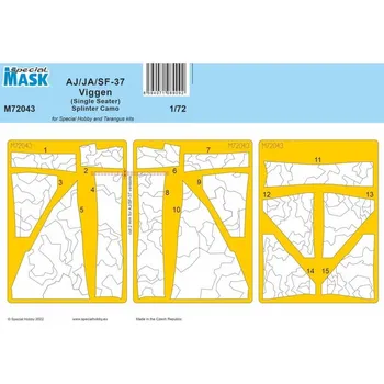 Plastikový model 1/72 AJ/JA/SF-37 Viggen 1-seat Splinter CAMO mask