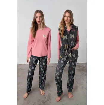 Dámské pyžamo Vamp - Dámský pyžamový set s vestou 17927 - Vamp pink glow L