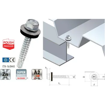 WFOC - Samovrtný šroub pro ocelové plechy s EPDM těsněním a 6-ti hrannou hlavou SW8 - pro kovové konstrukce