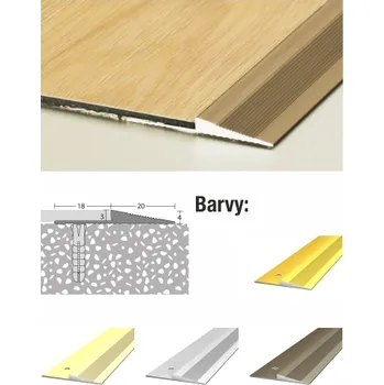 Stavební profil Vyrovnávací profil 38 x 4 mm pro vinylové podlahy (délka 250 cm / stříbrný / 1ks)