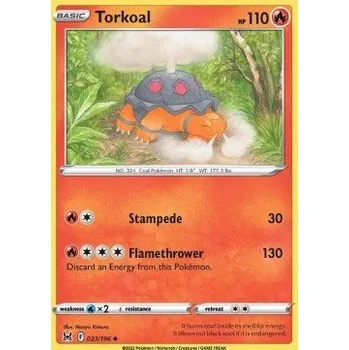 Sběratelská karetní hra Pokémon LOR 023/196 Torkoal - Lost Origin Stav: Near Mint, Verze: REVERSE HOLO