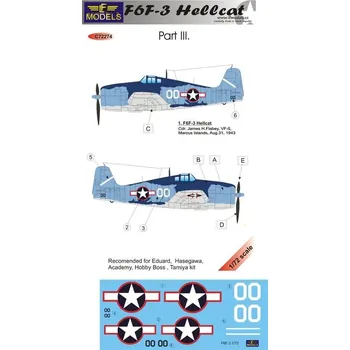 Plastikový model 1/72 Decals F6F-3 Hellcat (EDU/HAS/ACA/TAM) Pt.III