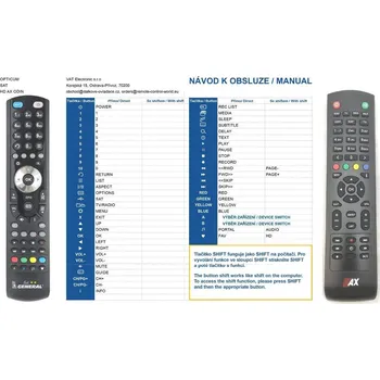 Dálkový ovladač General OPTICUM AX HD51, AX HD60 4K, ENIGMA2, MUTANT - náhradní dálkový ovladač