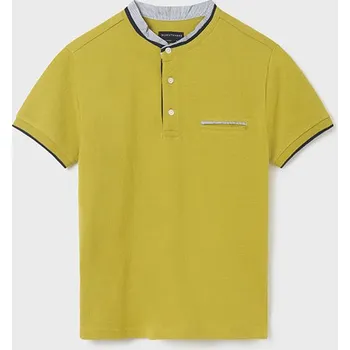 Chlapecké tričko Mayoral Chlapecká polokošile 6103-35 bílá, zelená barva: zelená, Rozměr: 160 (14 let)