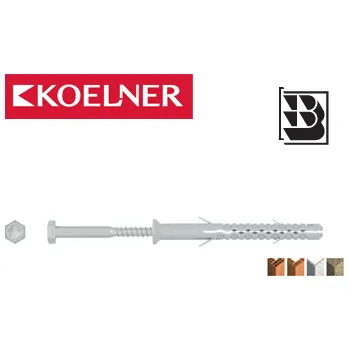 Hmoždinka KD Rámová hmoždinka s dlouhou rozpěrnou zónou a šroubem s šestihrannou hlavou (KD-10160 / 10x160 mm se šroubem 6,8x170 mm / SW13 / zinek bílý / 25ks)