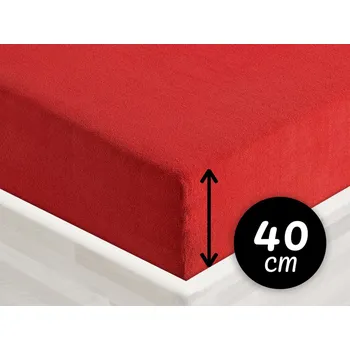 Prostěradlo Froté napínací prostěradlo na extra vysokou matraci FR-007 Sytě červené 90 x 200 - výška 40 cm