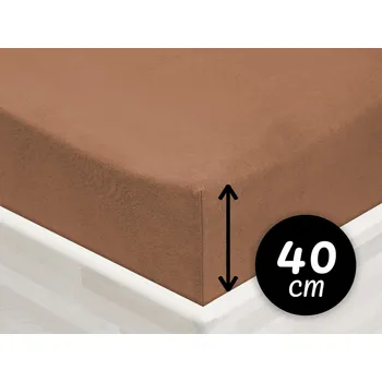 Prostěradlo Jersey napínací prostěradlo na extra vysokou matraci JR-023 Oříškově hnědé 160 x 200 - výška 40 cm