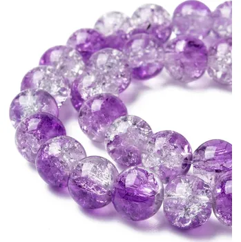 Korálek Praskané korálky - fialovobílé - ∅ 8 mm - 10 ks