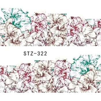 Umělé nehty Barevné vodolepky na nehty - KVĚTINOVÝ MOTIV LUX A063 (Obtisky na nehty Květiny A063)