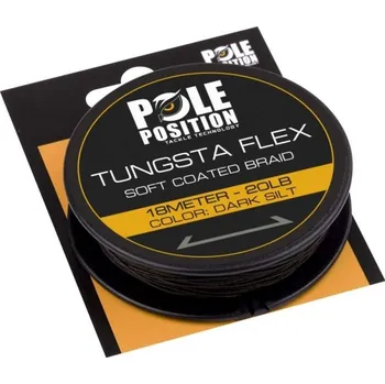 POLE POSITION - Návazcová Šňůra Tungsta Flex Coated Braid 18 m 20 lb Dark Silt
