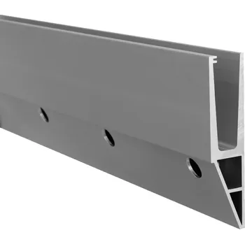 Stavební profil hliníkový profil - spodní lišta skla, boční kotvení - kotvící profil na skleněné zábradlí, pro sklo 12 - 22 mm, povrchová úprava brus, délka 5 m, cena za kus