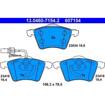Brzdová destička Sada brzdových destiček, kotoučová brzda ATE 13.0460-7154.2
