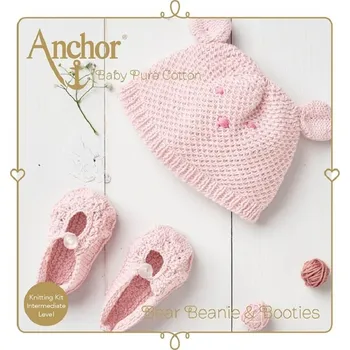 Příze Kompletní sada na pletení čepičky a botiček Růžová (Anchor set na pletení čepičky a botiček)