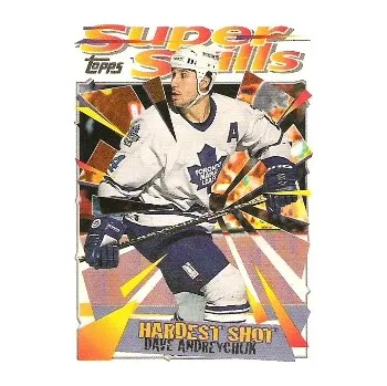 Sběratelská karetní hra insert karta DAVE ANDREYCHUK 95-96 Topps Super Skills Hardest Shot
