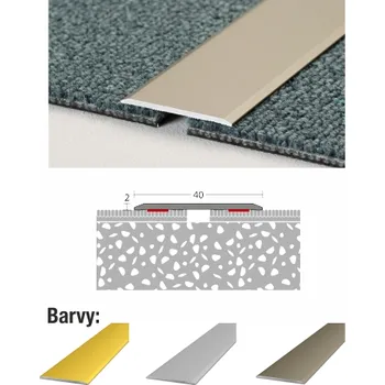 Přechodový profil 40 mm samolepicí pro vinylové podlahy (délka 100 cm / stříbrný / 1ks)