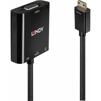 Redukce Lindy USB-C MiniJack 3,5 mm adaptér D-Sub (VGA), 0,1 m, černý (38286)