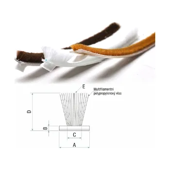 Těsnění do okna a dveří Flexibilní samolepicí kartáček POLY-BOND (PB-HM) (š. 6,7 x 10 mm / EC SS / šedá / UV hotmelt / 50m)
