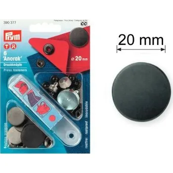 druk stiskací-ANORAK/WUK 20mm 10ks černěný mat