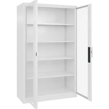 Jednací stůl Dílenská skříň Acurado, s vložnými policemi, 1200 x 500 x 1950 mm, dopravní bílá