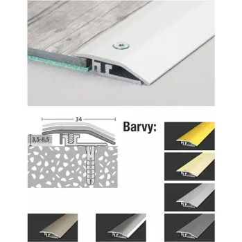 Stavební profil Vyrovnávací profil LPS 34 mm pro vinylové podlahy (délka 270 cm / ocelový vzhled matný / 1ks)