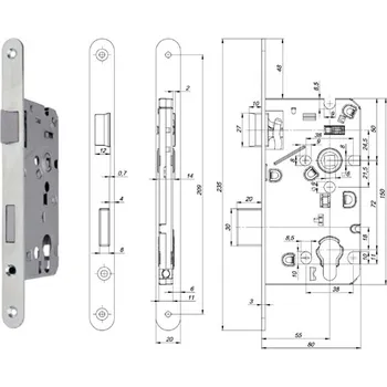 Zadlabací zámek mechanický dle normy DIN vložkový FAB190/140 NEW (pravý / 1ks)