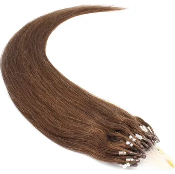 Příčesek 50cm vlasy evropského typu pro metodu Micro Ring / Easy Loop 0,5g/pr. – středně hnědá