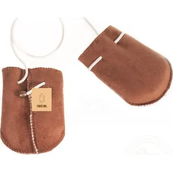 Rukavice Dětské rukavice ovčí vlna-velur BIBI na šňůrce hnědé, Barevné varianty Hnědá, Velikosti S 0-6 měs. 200-100-00228