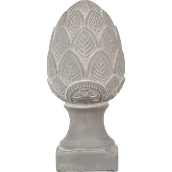 Šedá dekorace šiška na podstavci Pine L - Ø16*33 cm