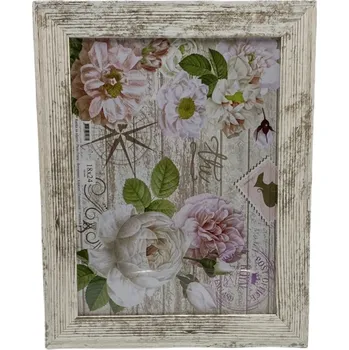 Rám na obraz Fotorámeček, dřevěný provance bílý 18 x 24 cm